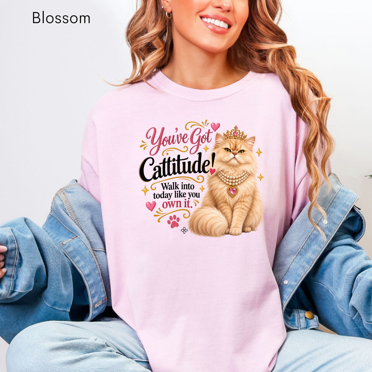You've Got Cattitude! Walk into today like you own it. - Women's Comfort Colors Motivational Cat / Pet T-Shirt for Women - Inspirational Tee - Comfort Colors Shirt