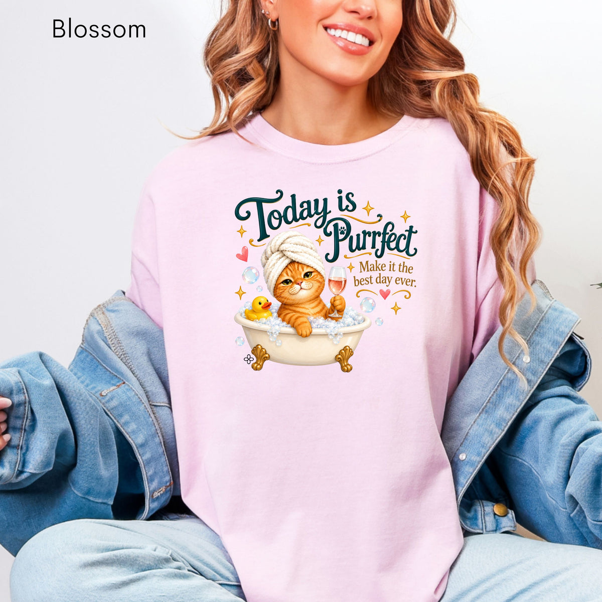 Today Is Purrfect - Women's Comfort Colors Motivational Cat / Pet T-Shirt for Women - Inspirational Tee - Comfort Colors Shirt