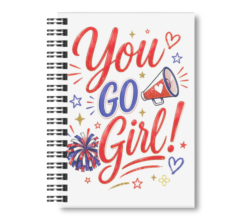 Cheerleading Notebook - 15 Covers to Choose From, Wide Ruled Lined Journal, 100 pages, 8.5"x11" Spiral Bound