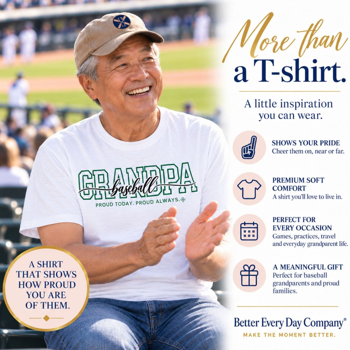 Baseball Grandpa Shirt - Proud Today. Proud Always. | Choose Your Team Color | Comfort Colors Tee