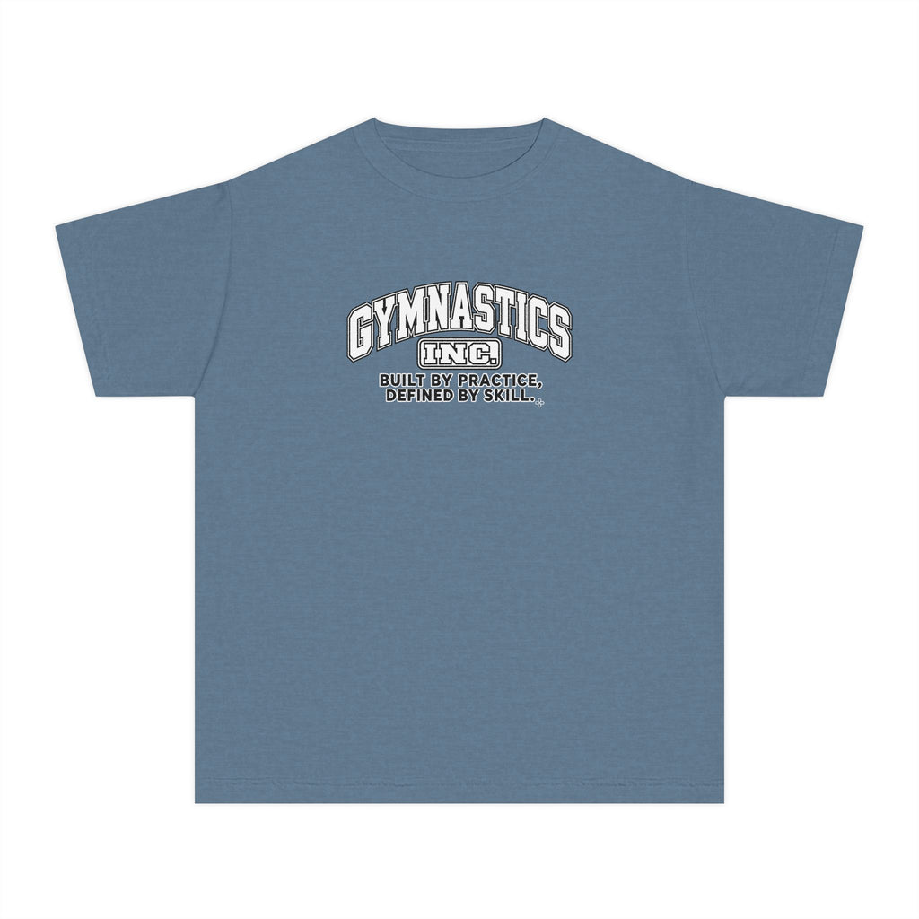 Gymnastics Inc. Youth T-Shirt | Built by Practice, Defined by Skill | Girls Gymnastics Comfort Colors Youth Tee