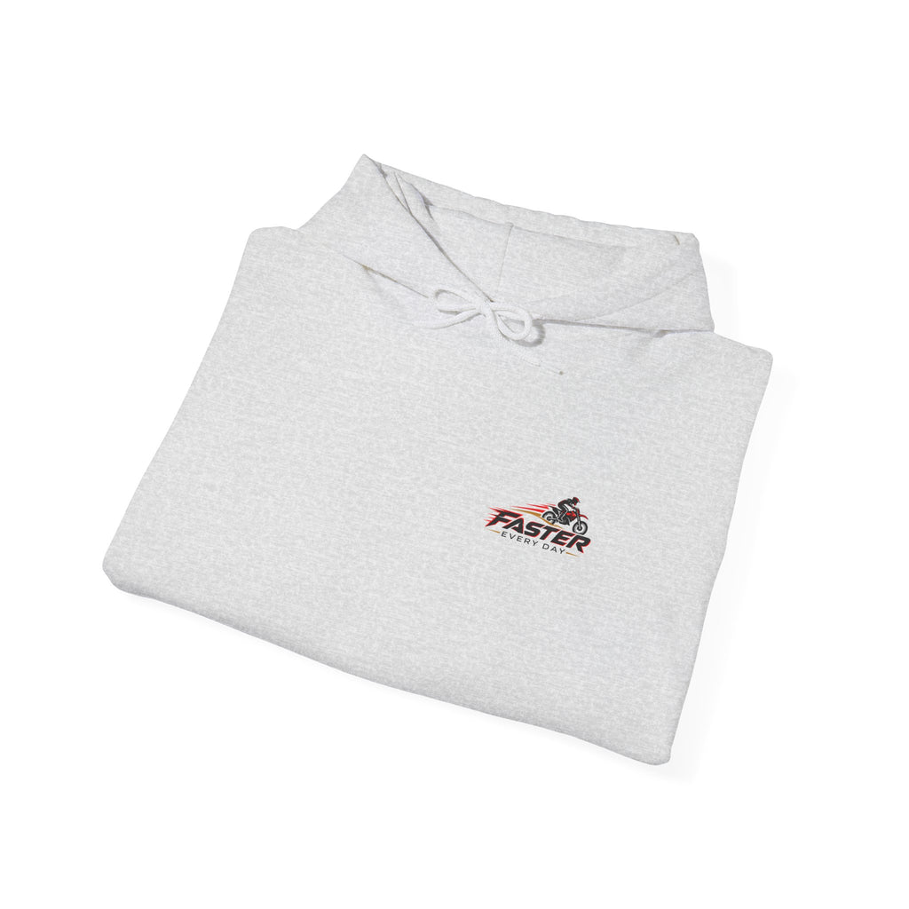 Faster Every Day Ride to Be Better Dirt Bike Hoodie | Front Logo and Back Print | Motocross Gildan Hoodie