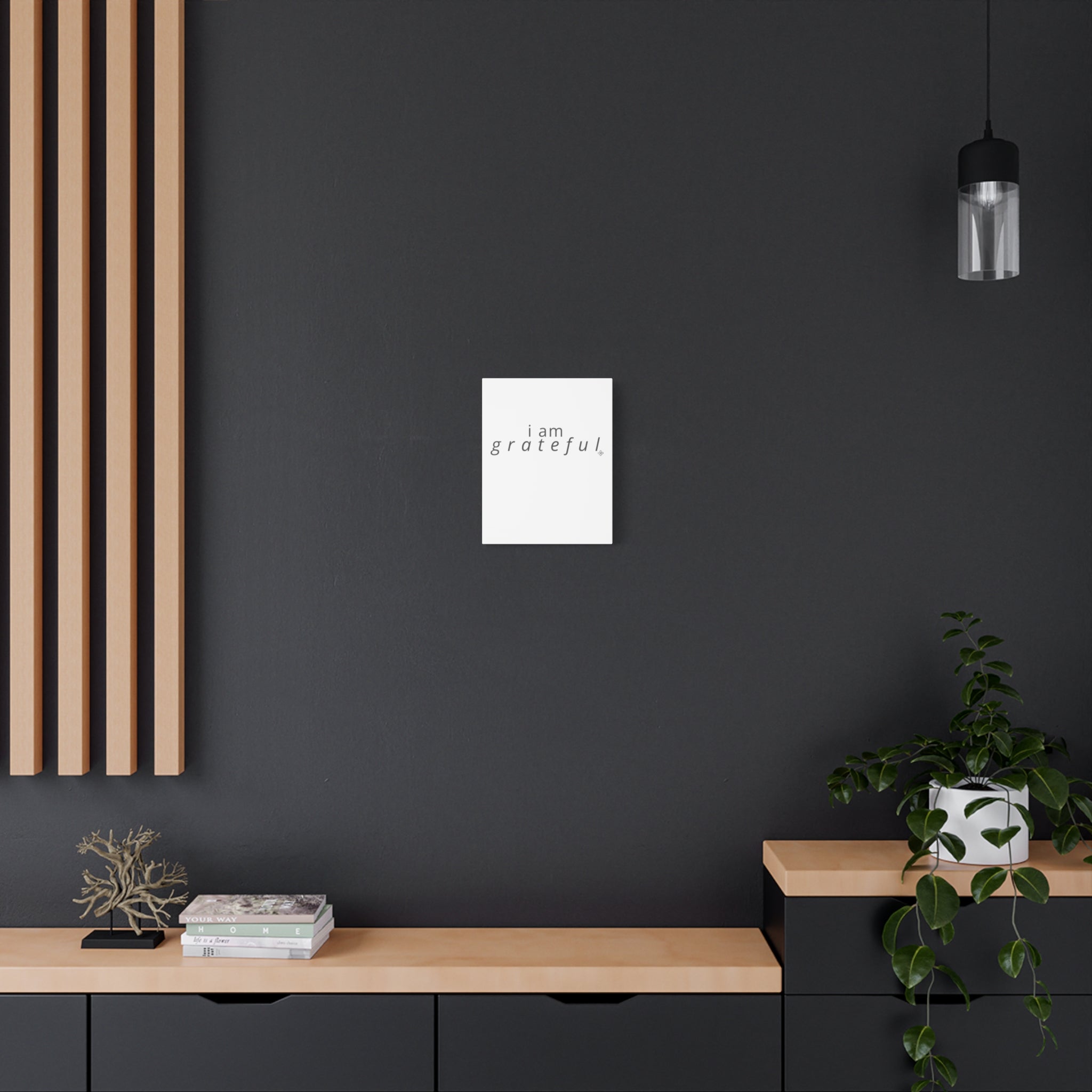 Matte Canvas Wall Art "I Am Grateful" — Minimalist Inspirational Quote