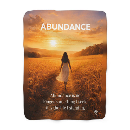 Abundance Motivational Sherpa Blanket | Inspirational Quote Sherpa Fleece Throw | Uplifting Gift | Better Every Day