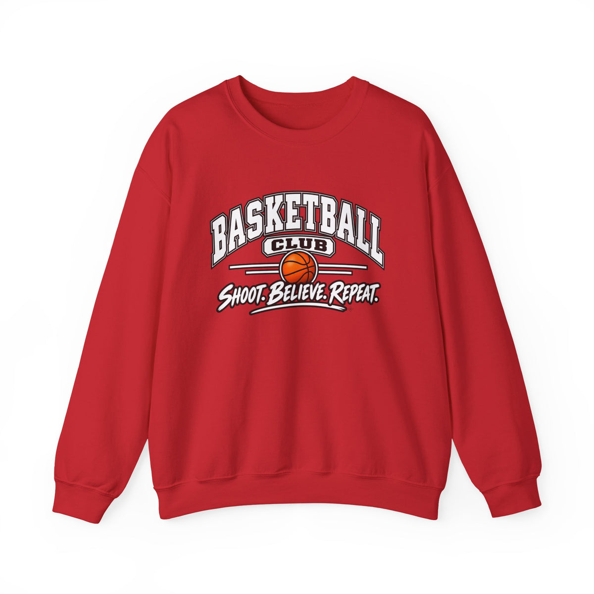 Basketball Club Sweatshirt | Shoot, Believe, Repeat | Basketball Gildan Crewneck