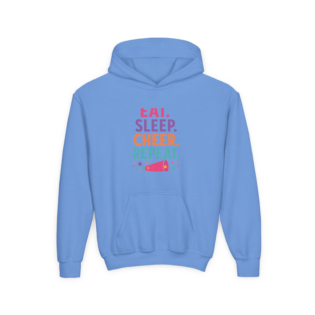 Eat Sleep Cheer Repeat Youth Hoodie | Cheerleader Gift | Girls Cheer Youth Hoodie