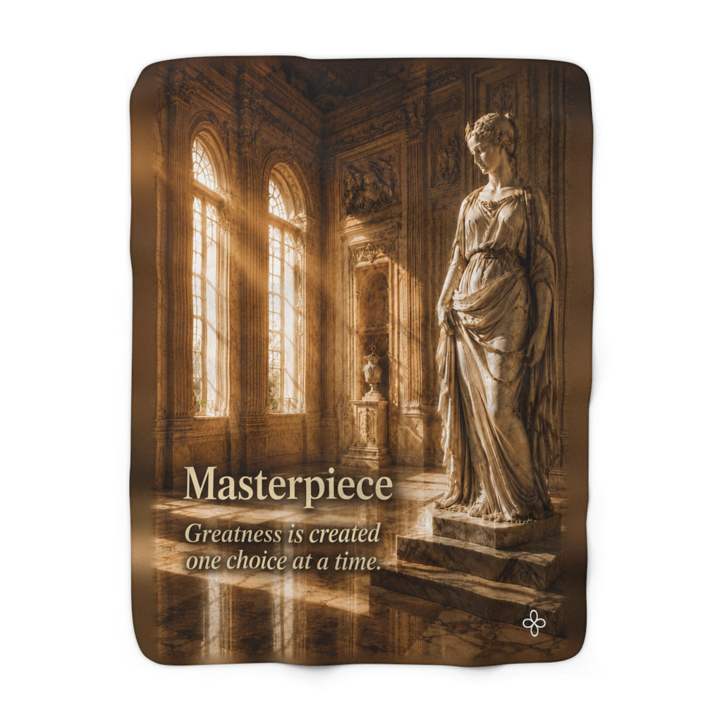 Masterpiece Motivational Sherpa Blanket | Inspirational Quote Sherpa Fleece Throw | Uplifting Gift | Better Every Day