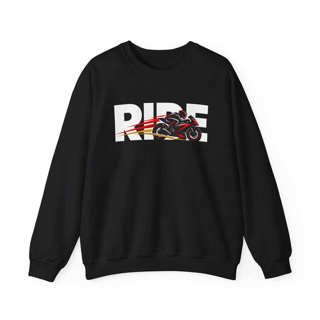 RIDE Sport Bike Sweatshirt | Sport Bike Rider Graphic | Gildan Crewneck