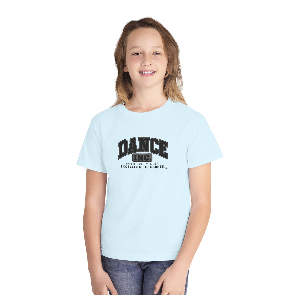 Dance Inc. Youth T-Shirt | With Every Step, Excellence Is Earned | Girls Dance Comfort Colors Youth Tee