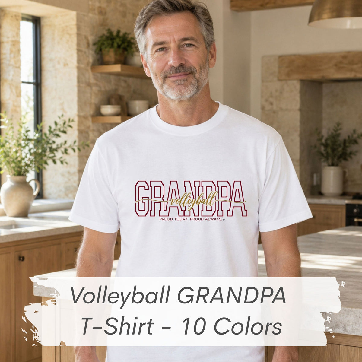 VOLLEYBALL Grandpa Shirt - Proud Today. Proud Always. | Choose Your Team Color | Comfort Colors Tee