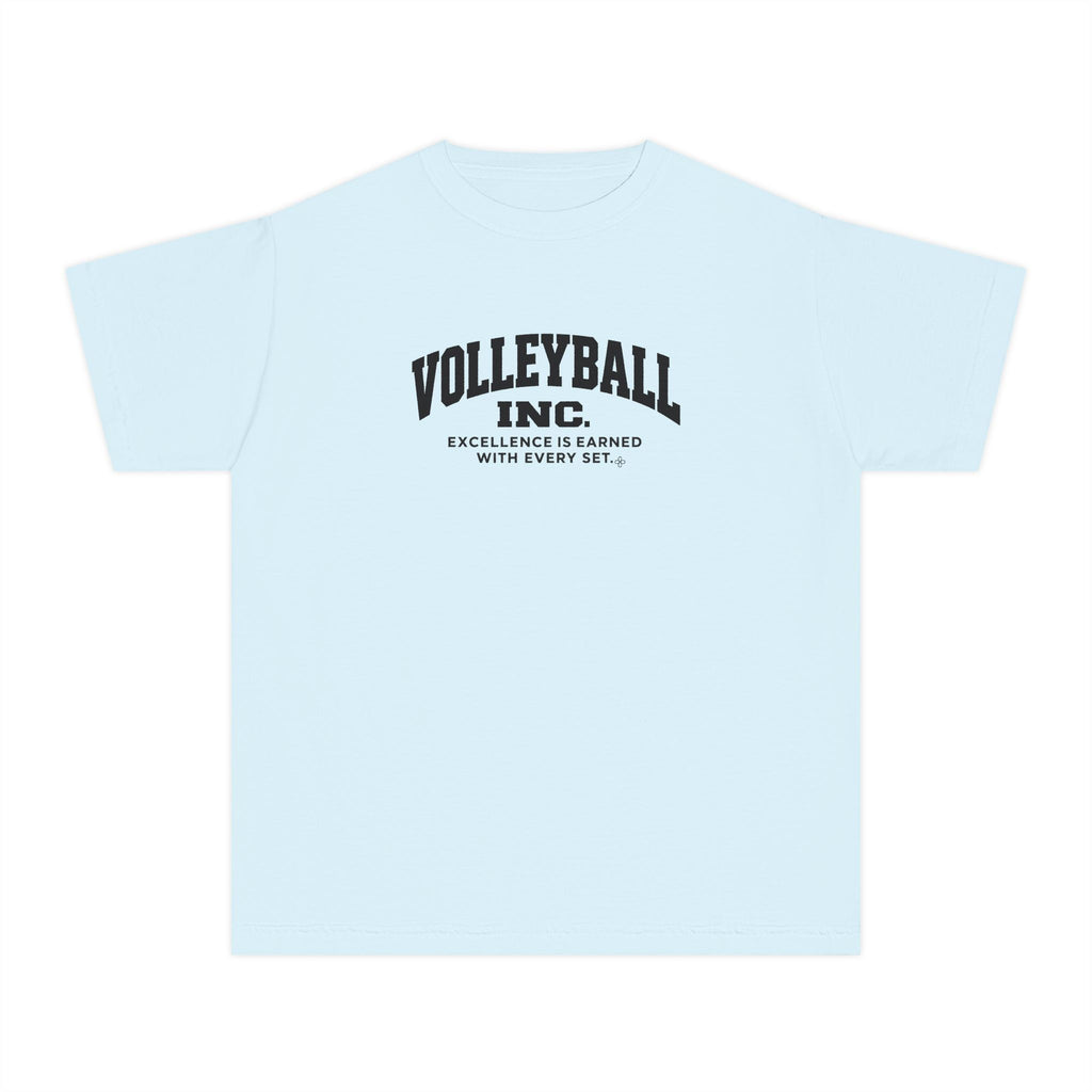Volleyball Inc. Youth T-Shirt | Excellence Is Earned With Every Set | Girls Volleyball Comfort Colors Youth Tee