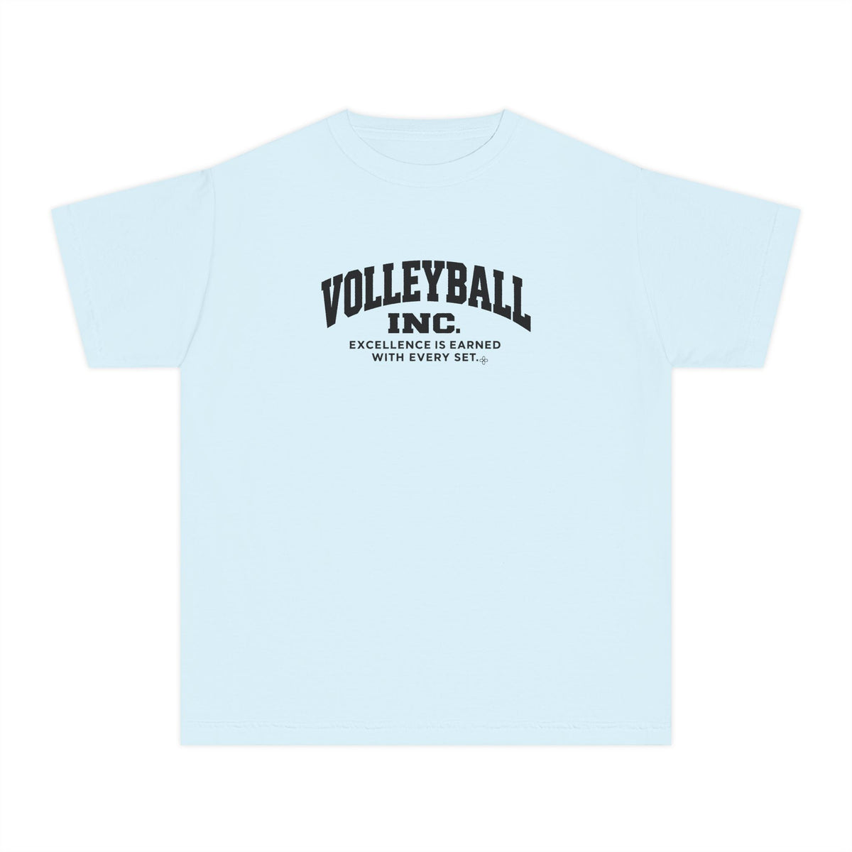 Volleyball Inc. Youth T-Shirt | Excellence Is Earned With Every Set | Girls Volleyball Comfort Colors Youth Tee