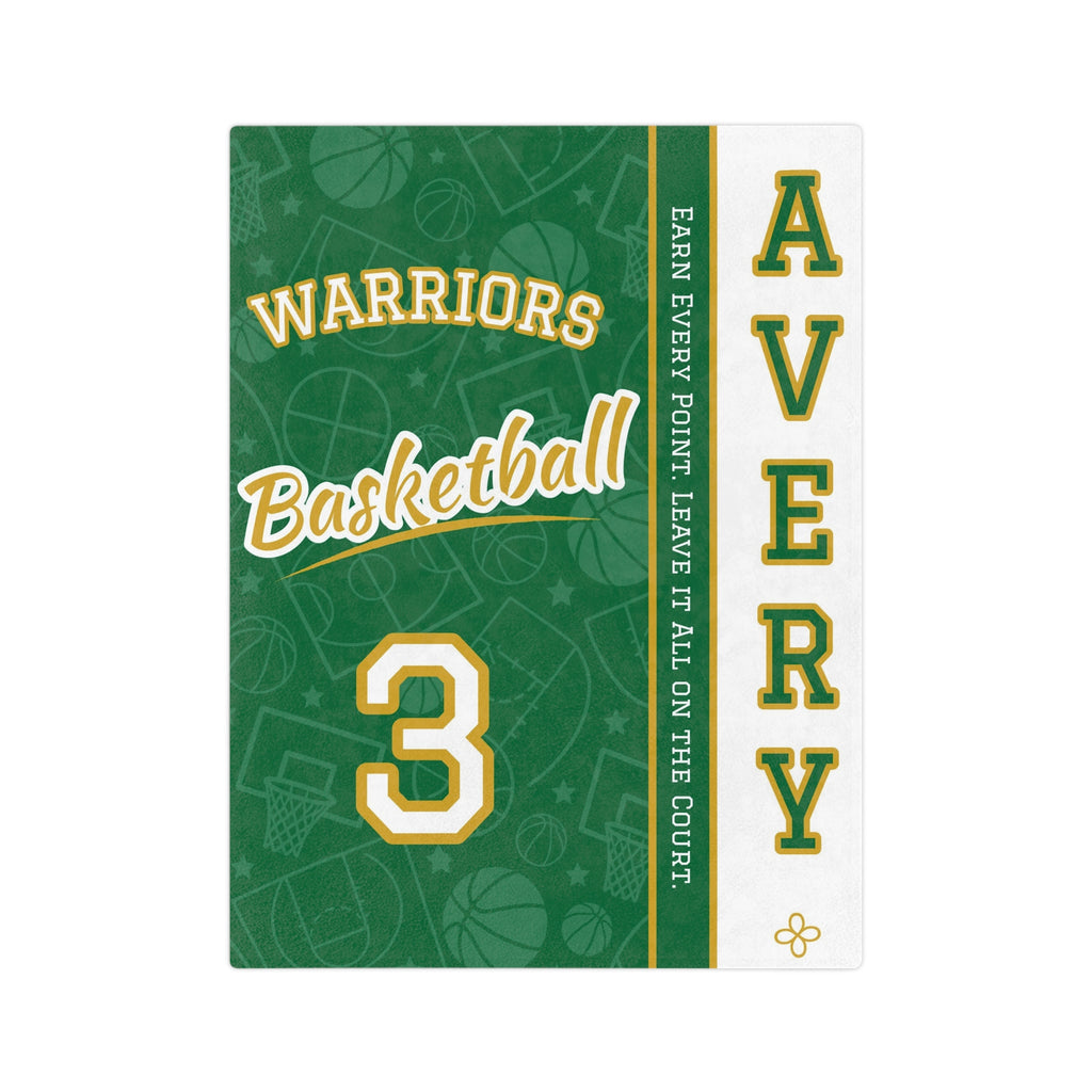 Personalized Basketball Blanket - Varsity Split Design | Custom Team Name, Number or Class Year & Player Name | Basketball Player, Senior Night Gift | Plush Throw