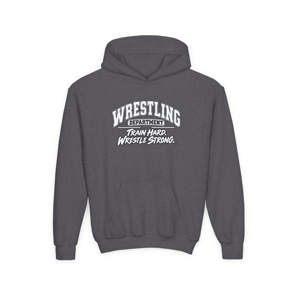 Wrestling Department Youth Hoodie | Train Hard, Wrestle Strong | Kids Wrestling Youth Hoodie