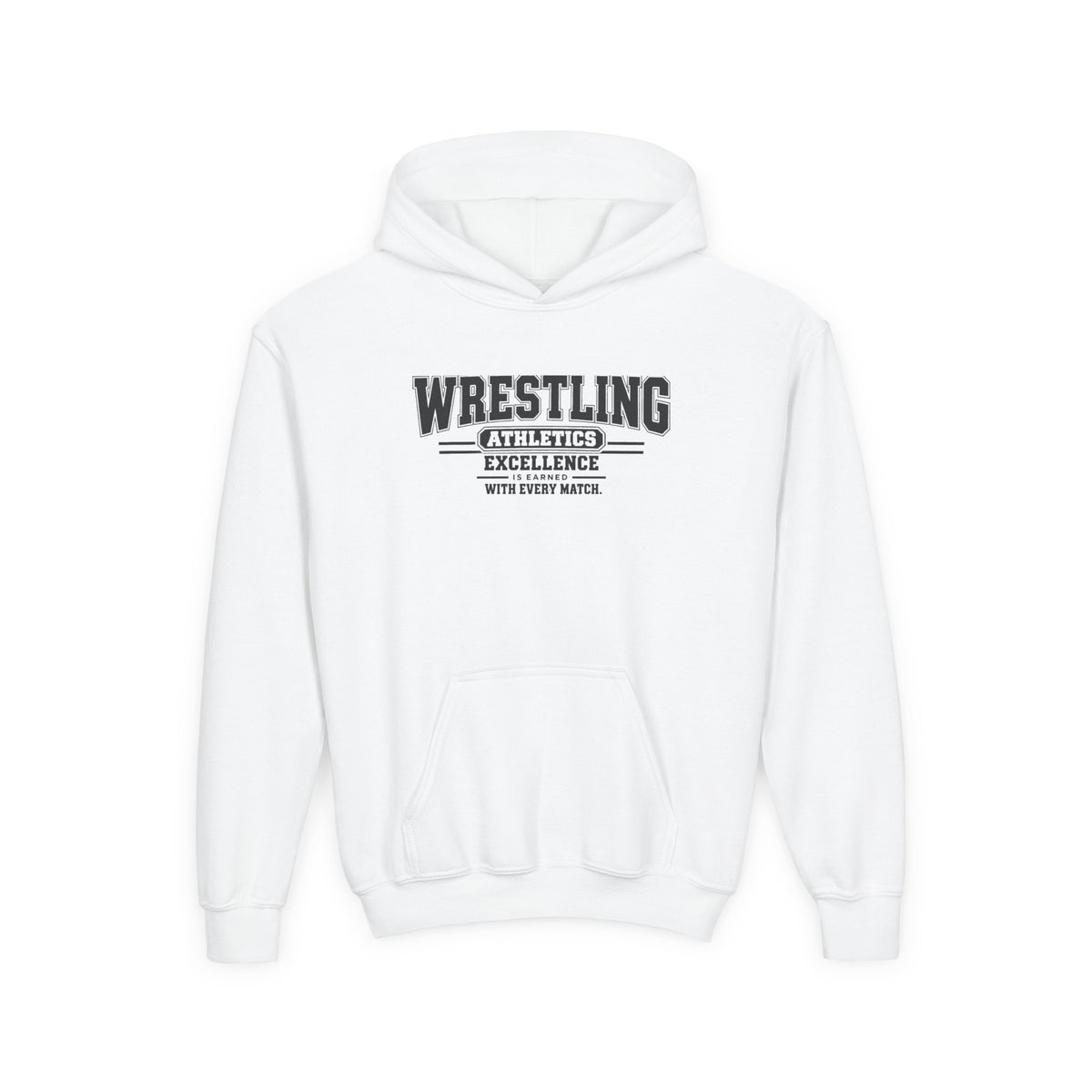 Wrestling Athletics Youth Hoodie | Excellence Is Earned With Every Match | Kids Wrestling Youth Hoodie