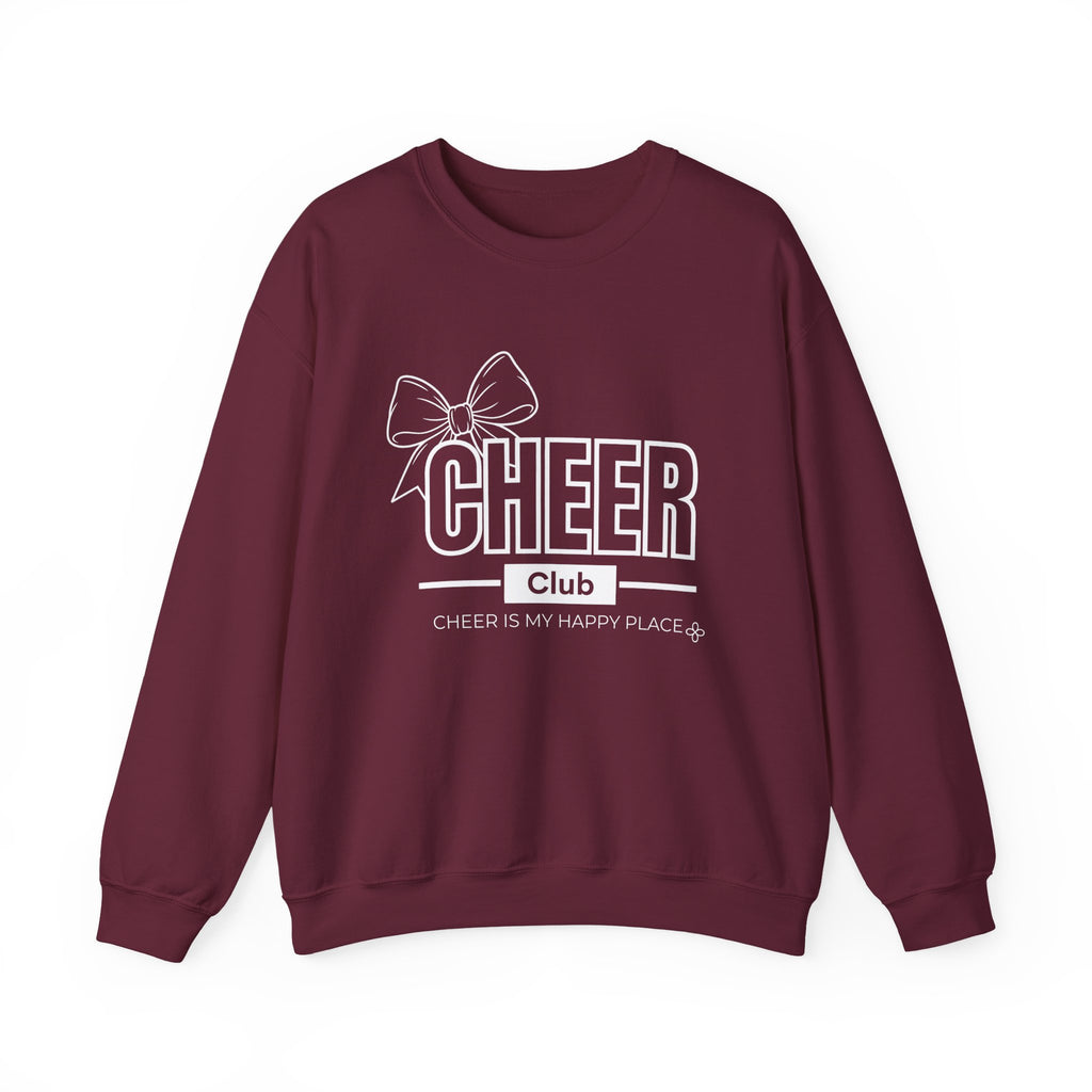 Cheer Club Bow Sweatshirt | Cheer Bow, Cheer Is My Happy Place | Cheer Gildan Crewneck