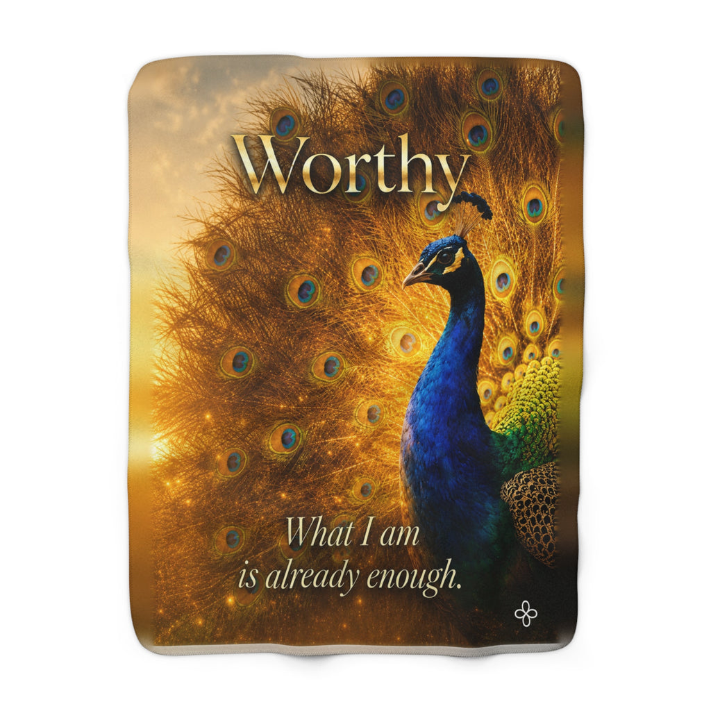 Worthy Motivational Sherpa Blanket | Inspirational Quote Sherpa Fleece Throw | Uplifting Gift | Better Every Day