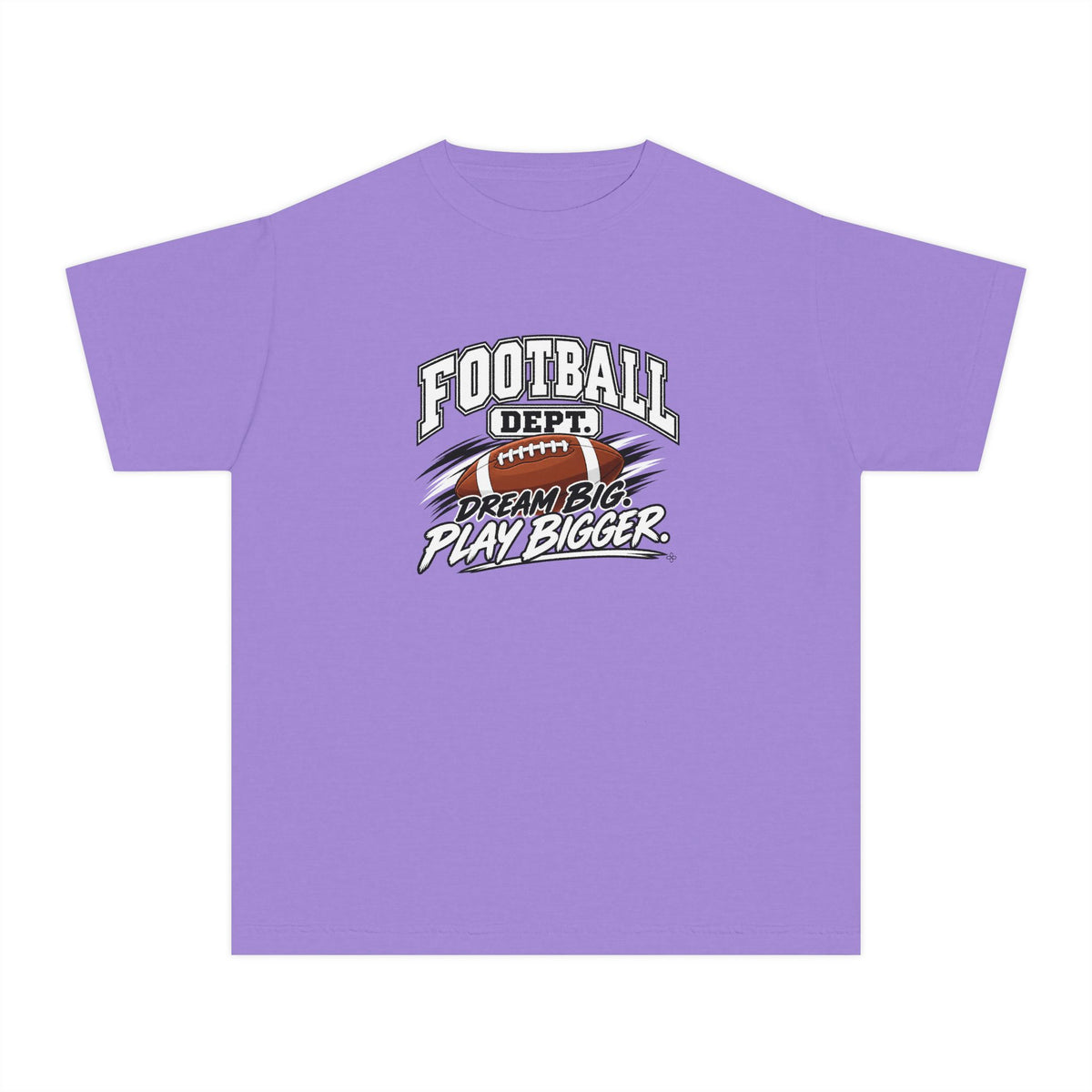 Football Department Youth T-Shirt | Dream Big, Play Bigger | Kids Football Comfort Colors Youth Tee