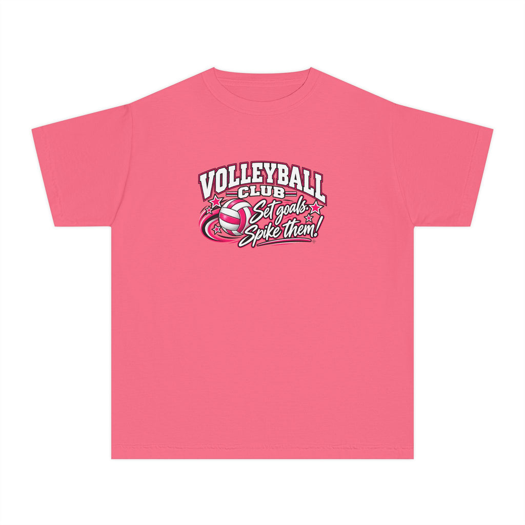 Volleyball Club Youth T-Shirt | Set Goals, Spike Them | Girls Volleyball Comfort Colors Youth Tee