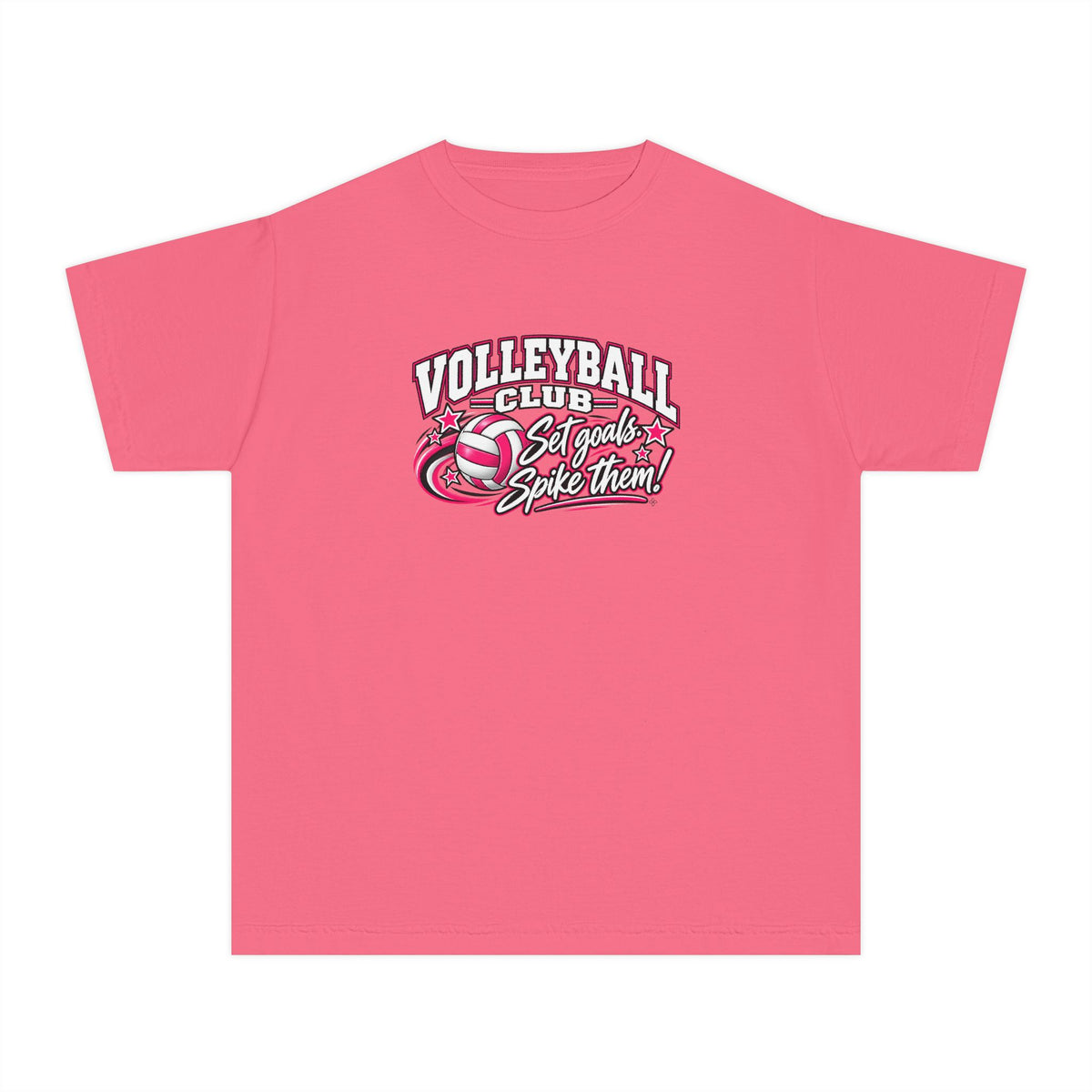 Volleyball Club Youth T-Shirt | Set Goals, Spike Them | Girls Volleyball Comfort Colors Youth Tee