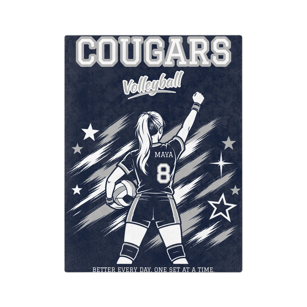 Personalized Volleyball Blanket - Player Spotlight Design | Custom Team Name, Number & Player Name | 2 Styles, Your Team Colors | Plush Throw