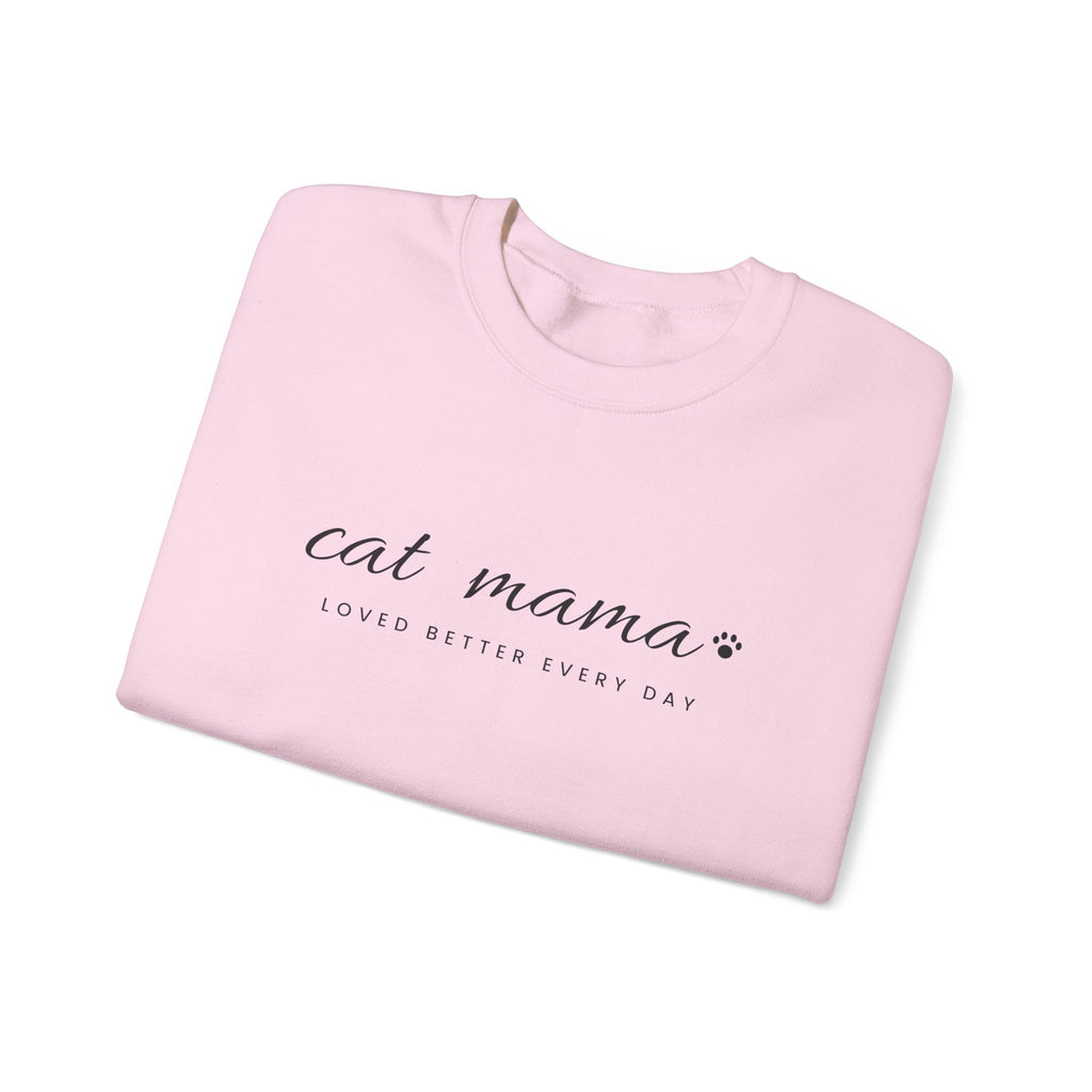 Personalized Cat Mama Sweatshirt - Loved Better Every Day | Pet Names on Sleeve | Choose Your Style | Custom Cat Mom Gift | Gildan Sweatshirt