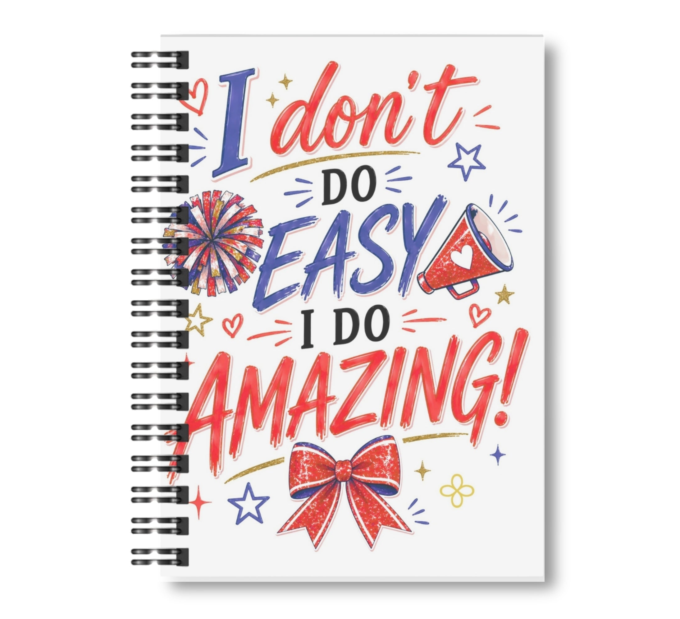 Cheerleading Notebook - 15 Covers to Choose From, Wide Ruled Lined Journal, 100 pages, 8.5"x11" Spiral Bound