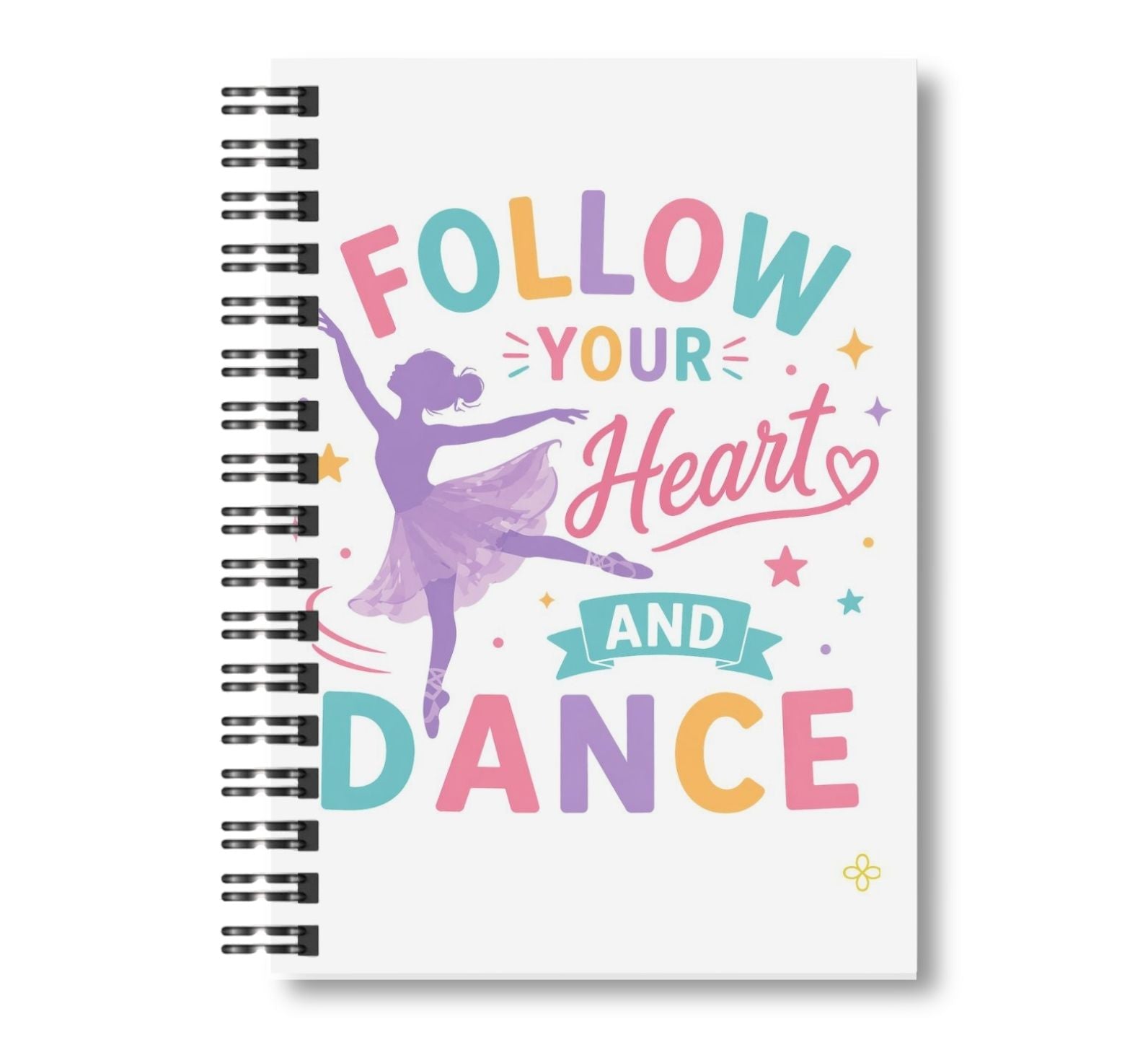 Follow Your Heart and Dance, Dance Notebook 8.5"x11" Wide Ruled Blank Notebook, Spiral