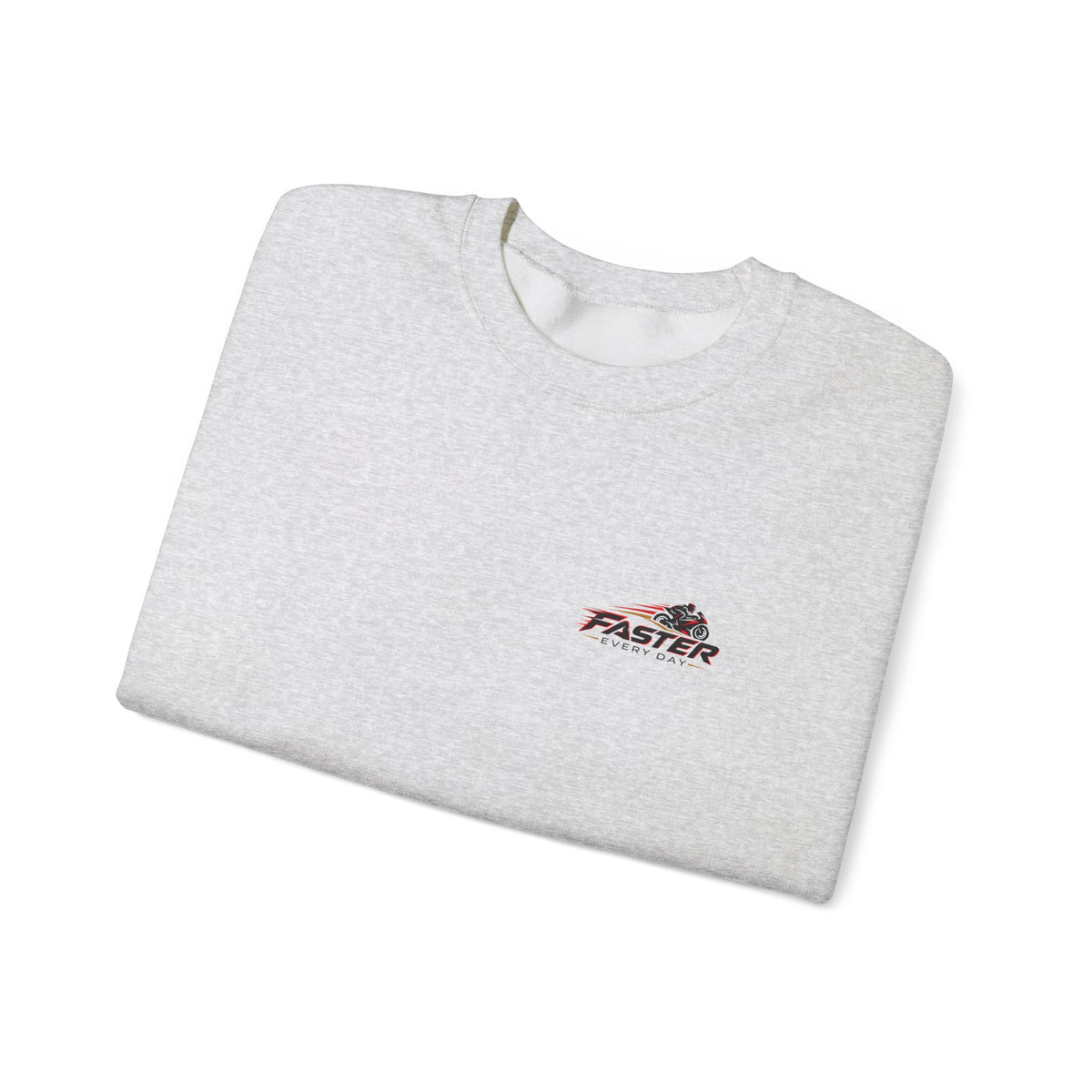Faster Every Day Racing Badge Sweatshirt | Front Logo and Back Print | Motorcycle Gift | Gildan Crewneck Sweatshirt