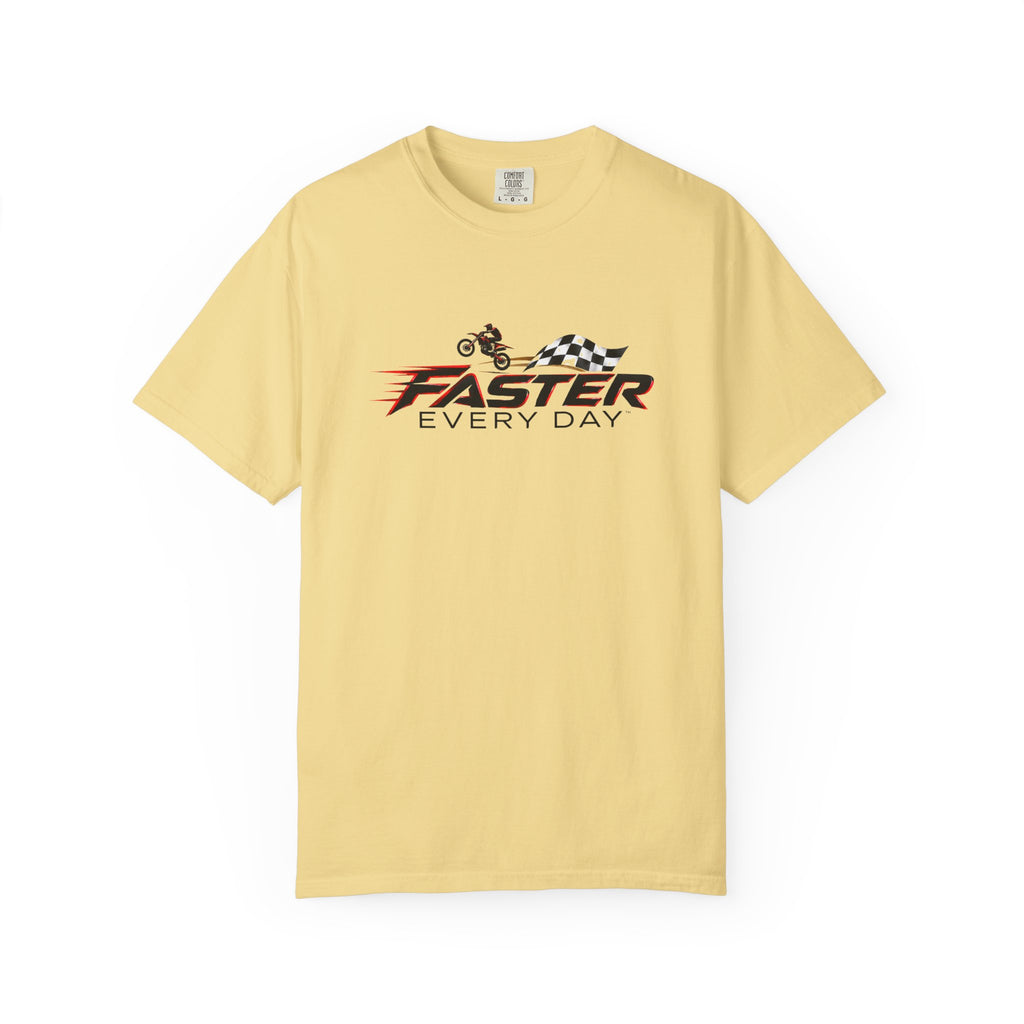 Faster Every Day Dirt Bike Checkered Flag Logo Tee | Motocross Shirt | Comfort Colors T-Shirt