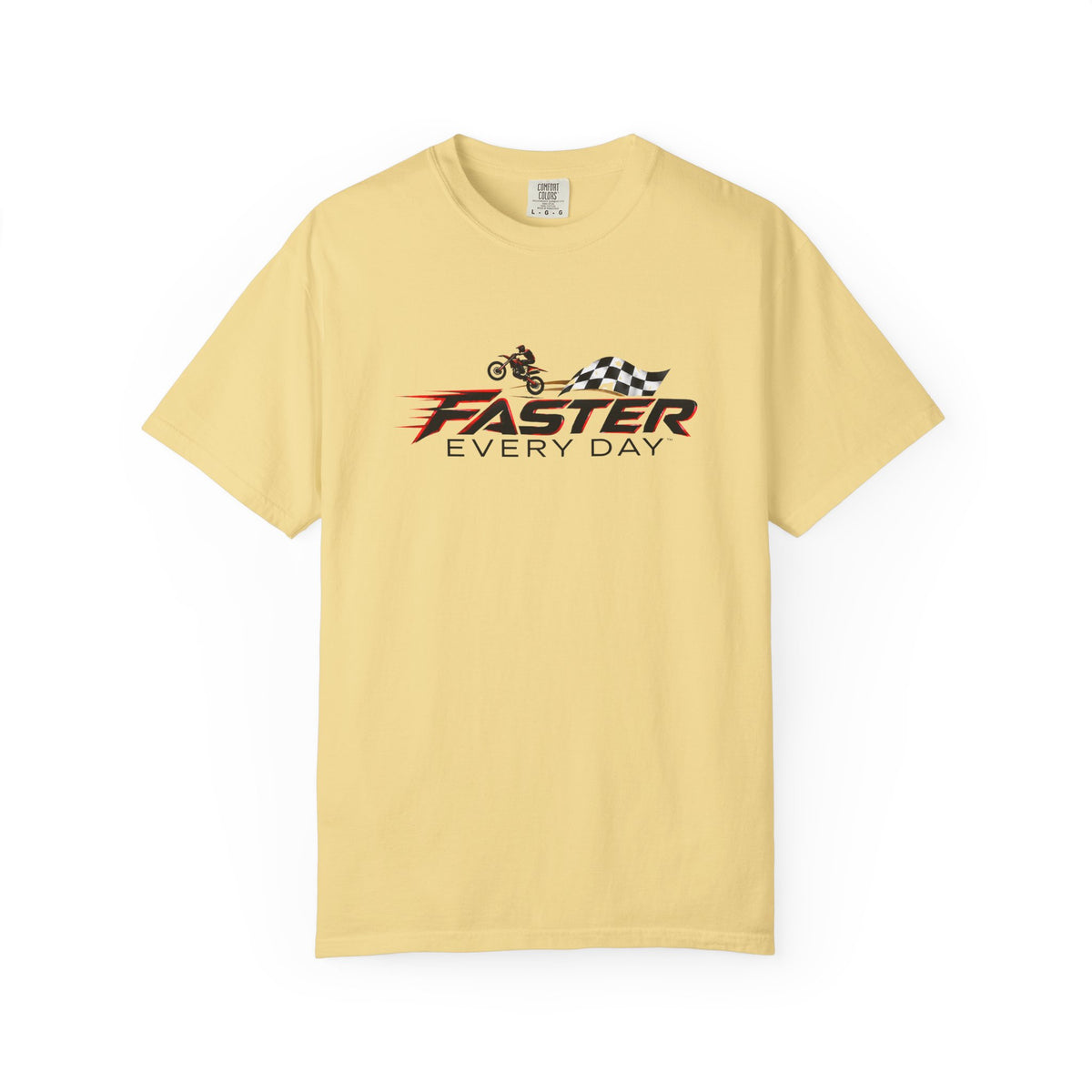 Faster Every Day Dirt Bike Checkered Flag Logo Tee | Motocross Shirt | Comfort Colors T-Shirt