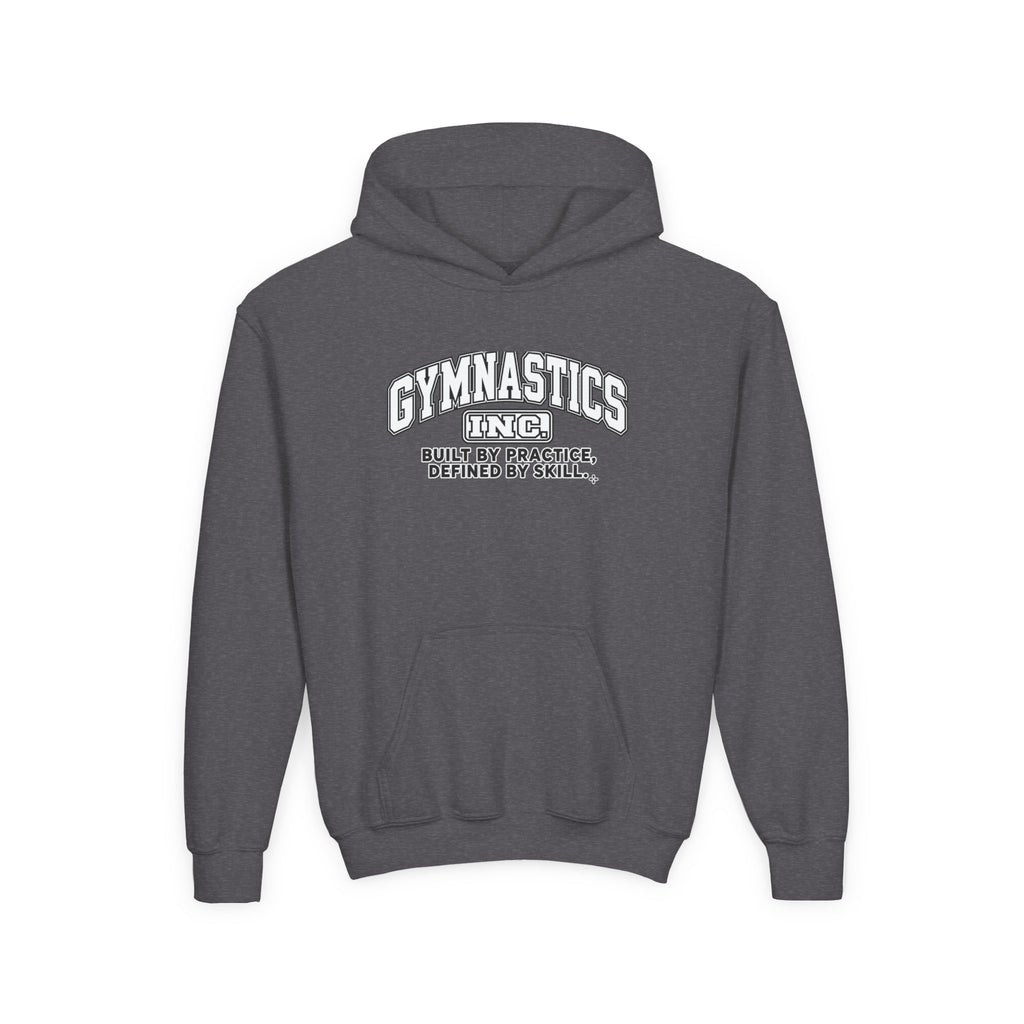 Gymnastics Inc. Youth Hoodie | Built by Practice, Defined by Skill | Girls Gymnastics Youth Hoodie