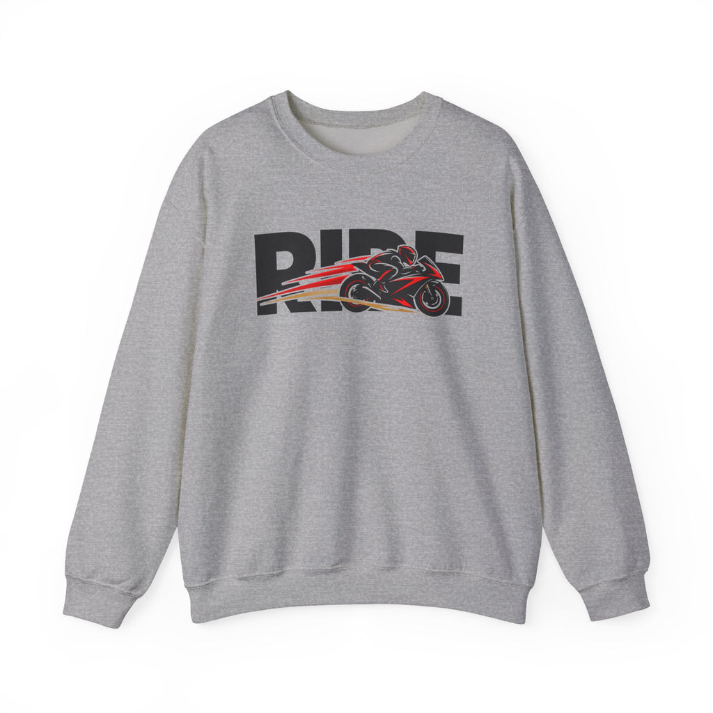 RIDE Sport Bike Sweatshirt | Sport Bike Rider Graphic | Gildan Crewneck