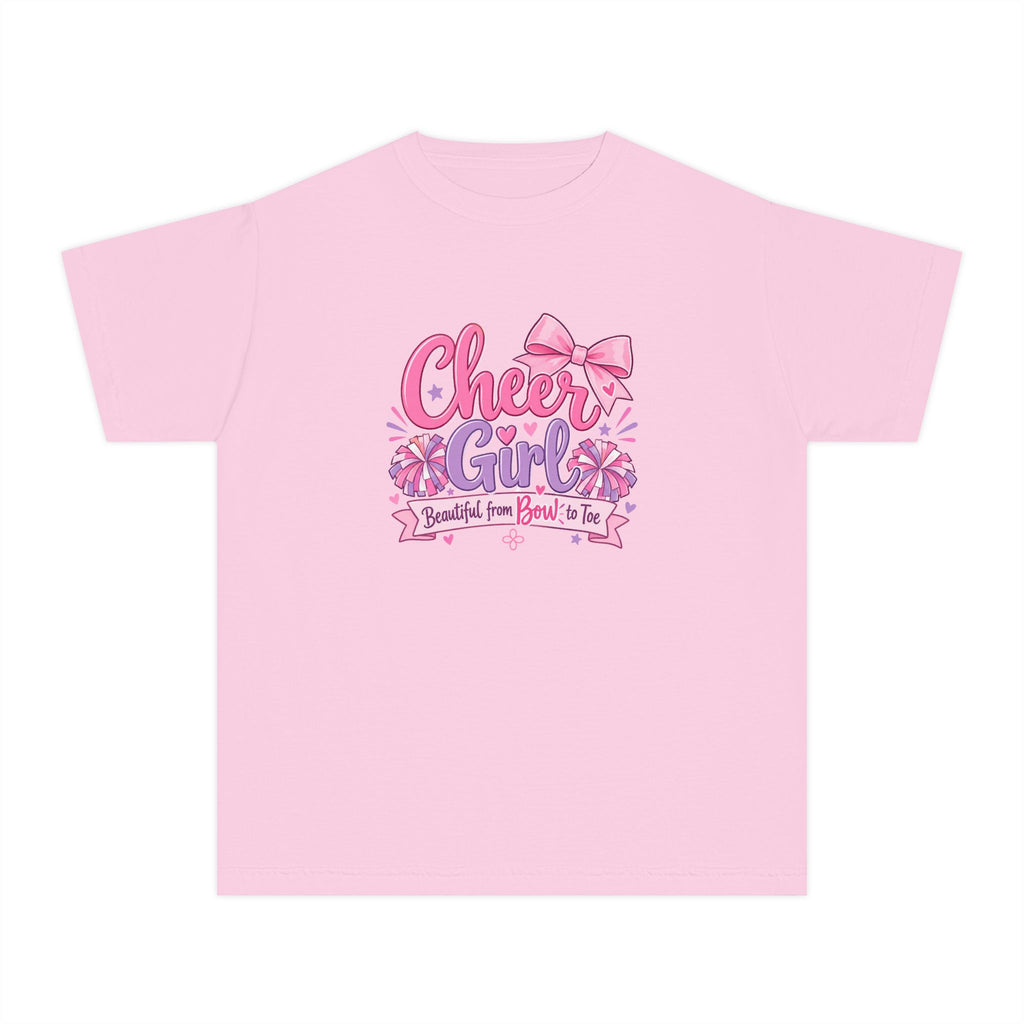 Cheer Girl Youth T-Shirt | Beautiful From Bow to Toe | Girls Cheer Comfort Colors Youth Tee