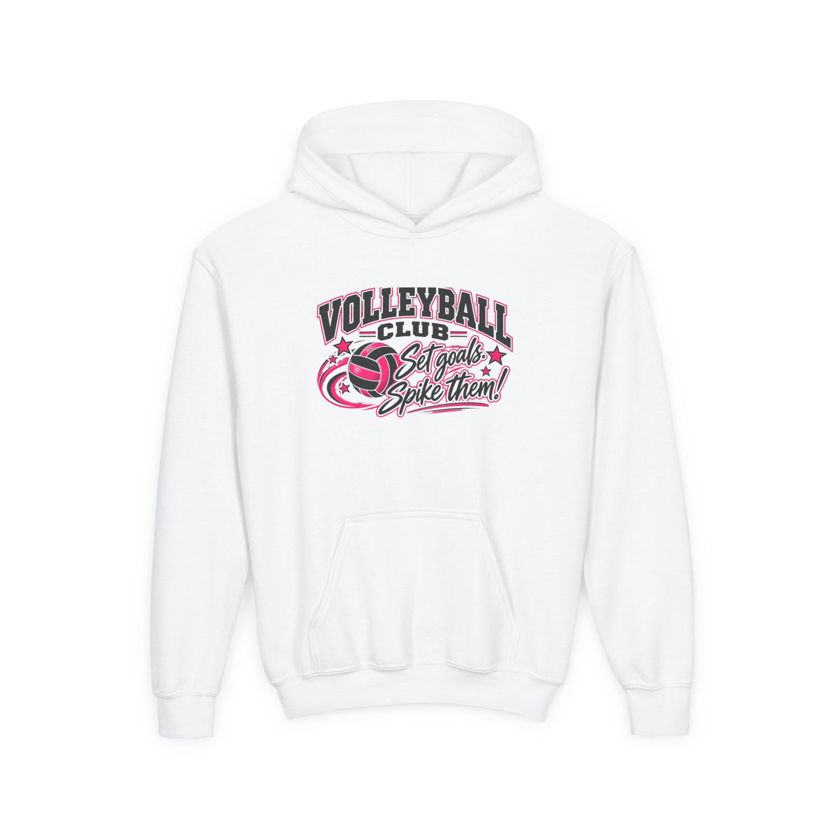 Volleyball Club Youth Hoodie | Set Goals, Spike Them | Girls Volleyball Youth Hoodie