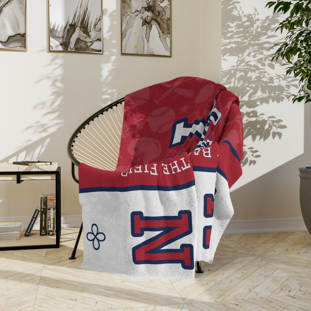 Personalized Baseball Blanket - Varsity Split Design | Custom Team Name, Number or Class Year & Player Name | Baseball Player, Senior Night Gift | Plush Throw