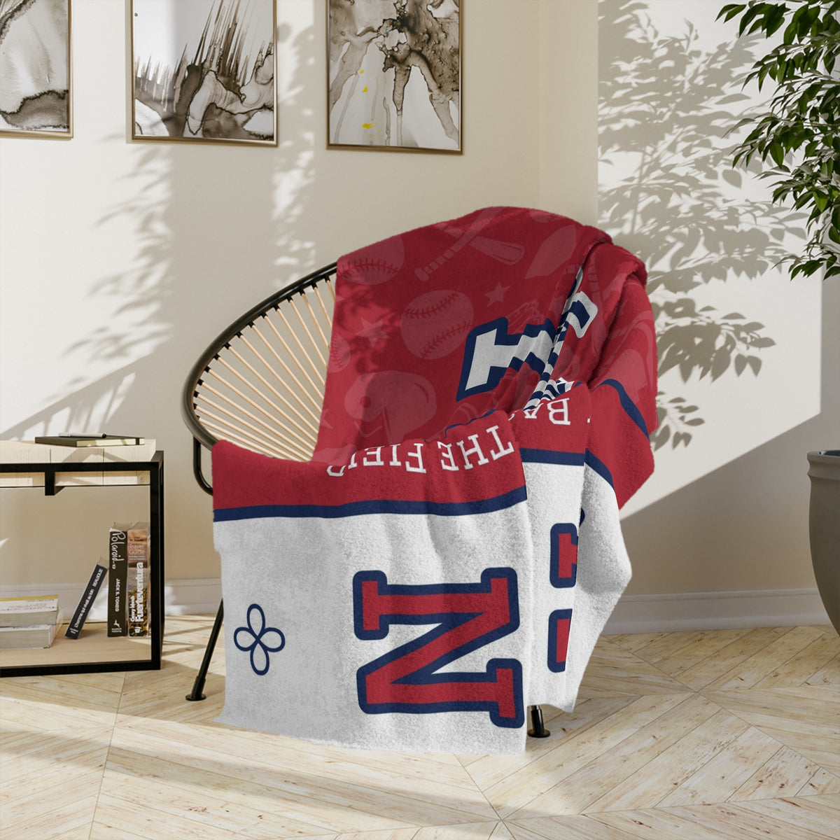 Personalized Baseball Blanket - Varsity Split Design | Custom Team Name, Number or Class Year & Player Name | Baseball Player, Senior Night Gift | Plush Throw