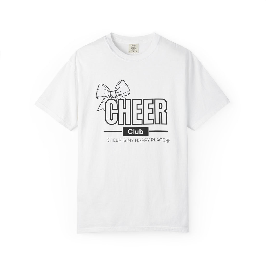 Cheer Club Bow T-Shirt | Cheer Bow, Cheer Is My Happy Place | Cheer Comfort Colors Tee