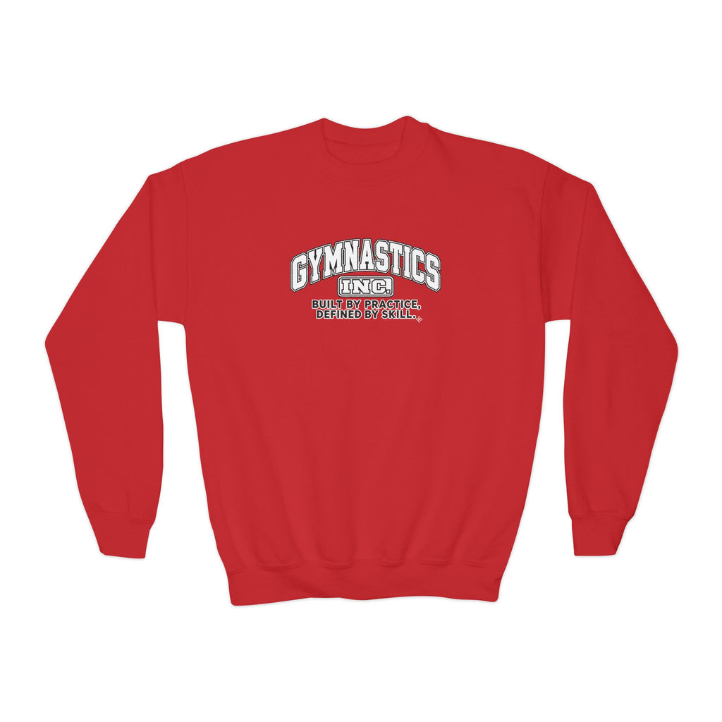 Gymnastics Inc. Youth Sweatshirt | Built by Practice, Defined by Skill | Girls Gymnastics Youth Crewneck