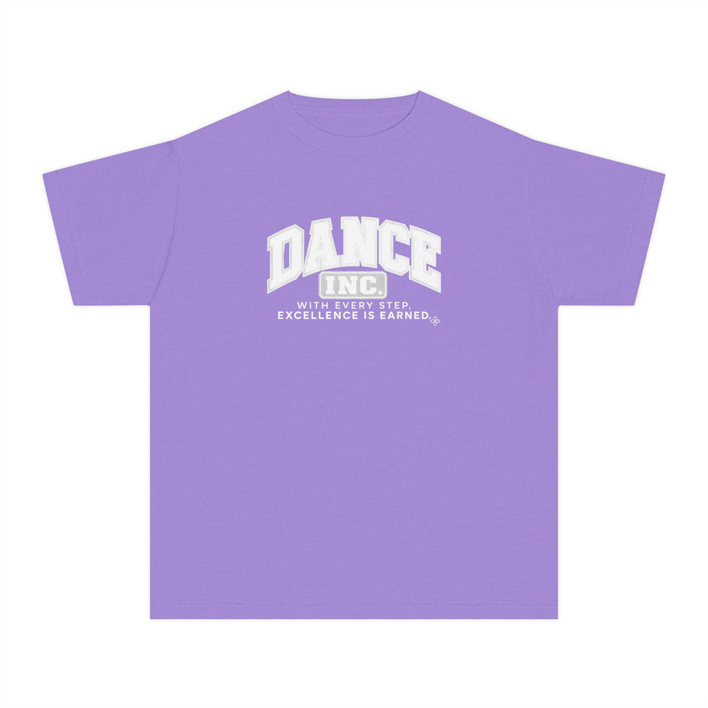 Dance Inc. Youth T-Shirt | With Every Step, Excellence Is Earned | Girls Dance Comfort Colors Youth Tee