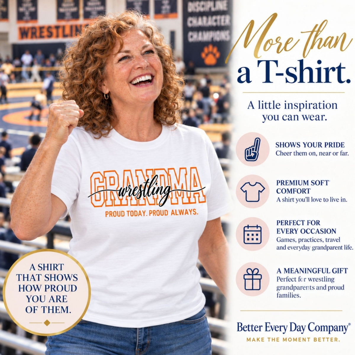 WRESTLING Grandma Shirt - Proud Today. Proud Always. | Choose Your Team Color | Comfort Colors Tee