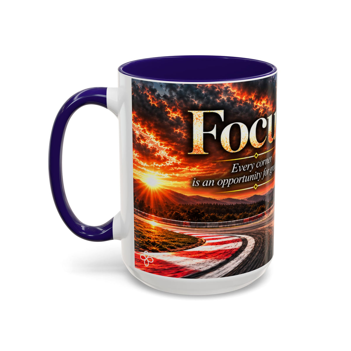 Focus - Every Corner Is an Opportunity for Greatness | 15 oz Motorcycle Racing Mug, Coffee Cup