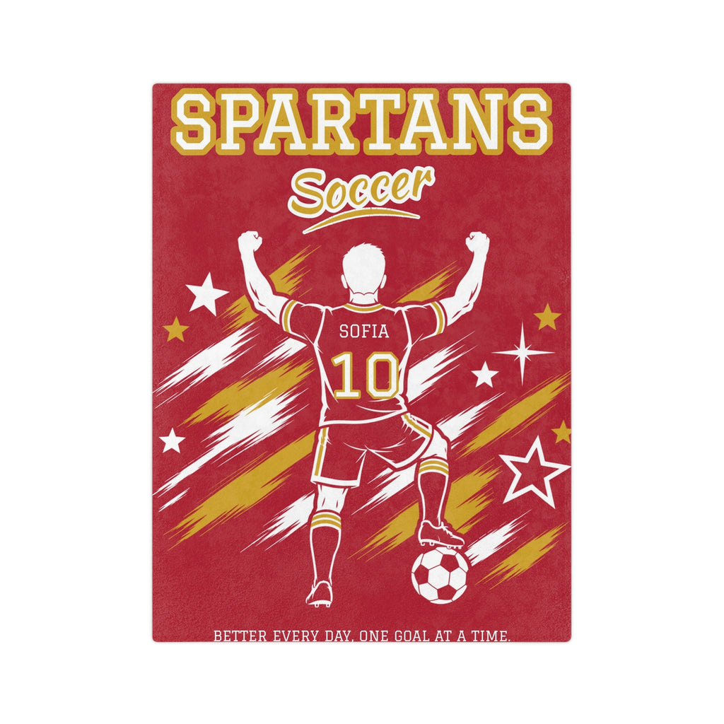 Personalized Soccer Blanket - Player Spotlight Design | Custom Team Name, Number & Player Name | 2 Styles, Your Team Colors | Plush Throw
