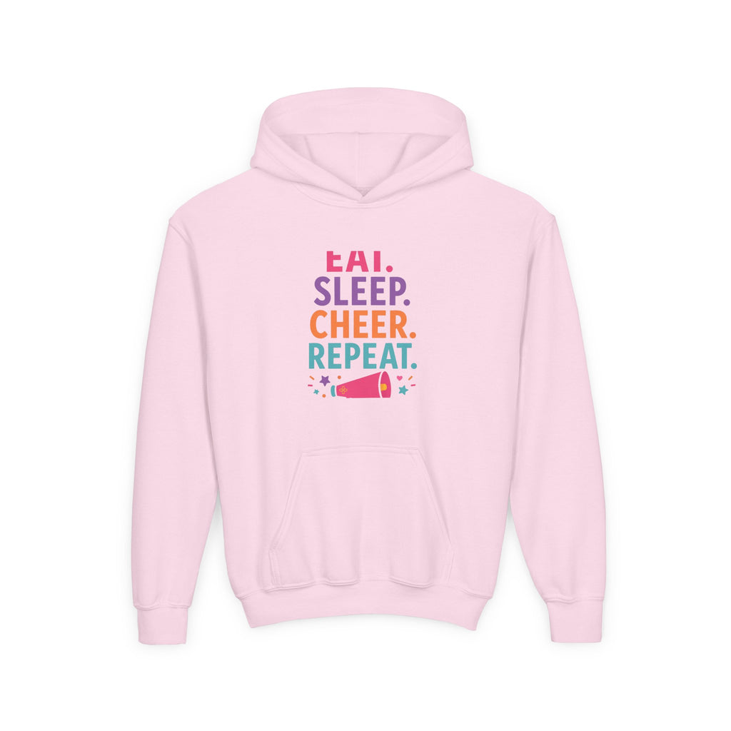 Eat Sleep Cheer Repeat Youth Hoodie | Cheerleader Gift | Girls Cheer Youth Hoodie