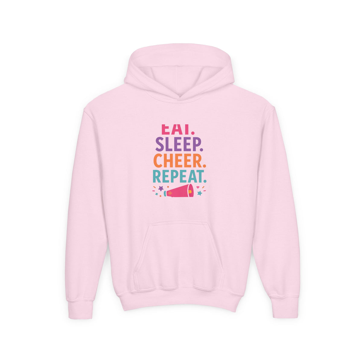 Eat Sleep Cheer Repeat Youth Hoodie | Cheerleader Gift | Girls Cheer Youth Hoodie