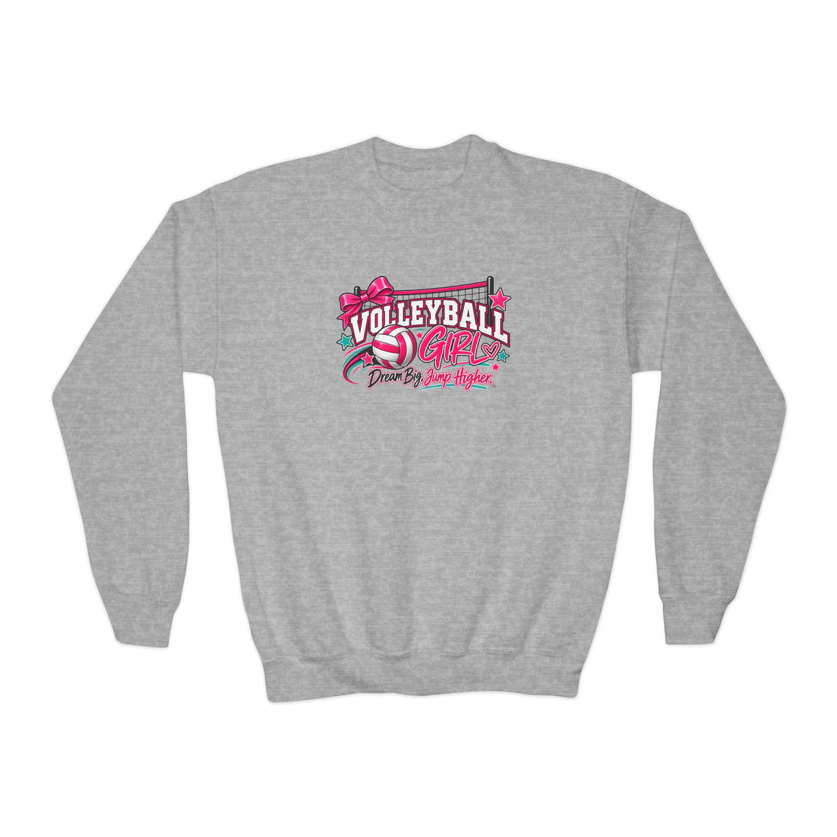 Volleyball Girl Youth Sweatshirt | Dream Big, Jump Higher | Girls Volleyball Youth Crewneck