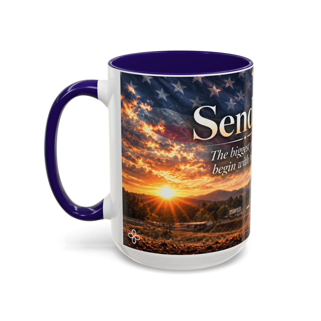 Send It - The Biggest Jumps Begin with Belief | 15 oz Motocross Dirt Bike Mug, Coffee Cup