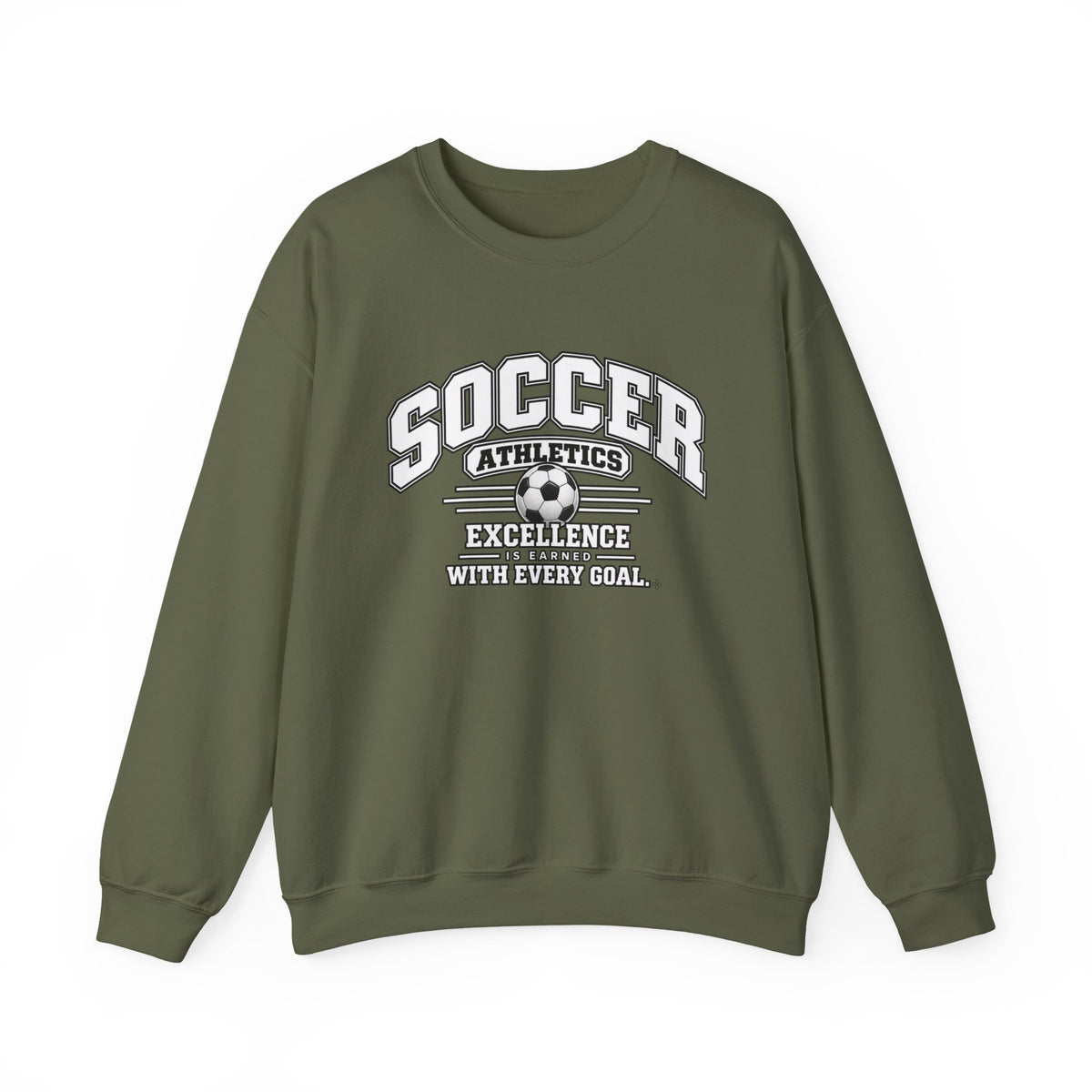 Soccer Athletics Sweatshirt | Excellence Is Earned With Every Goal | Soccer Gildan Crewneck