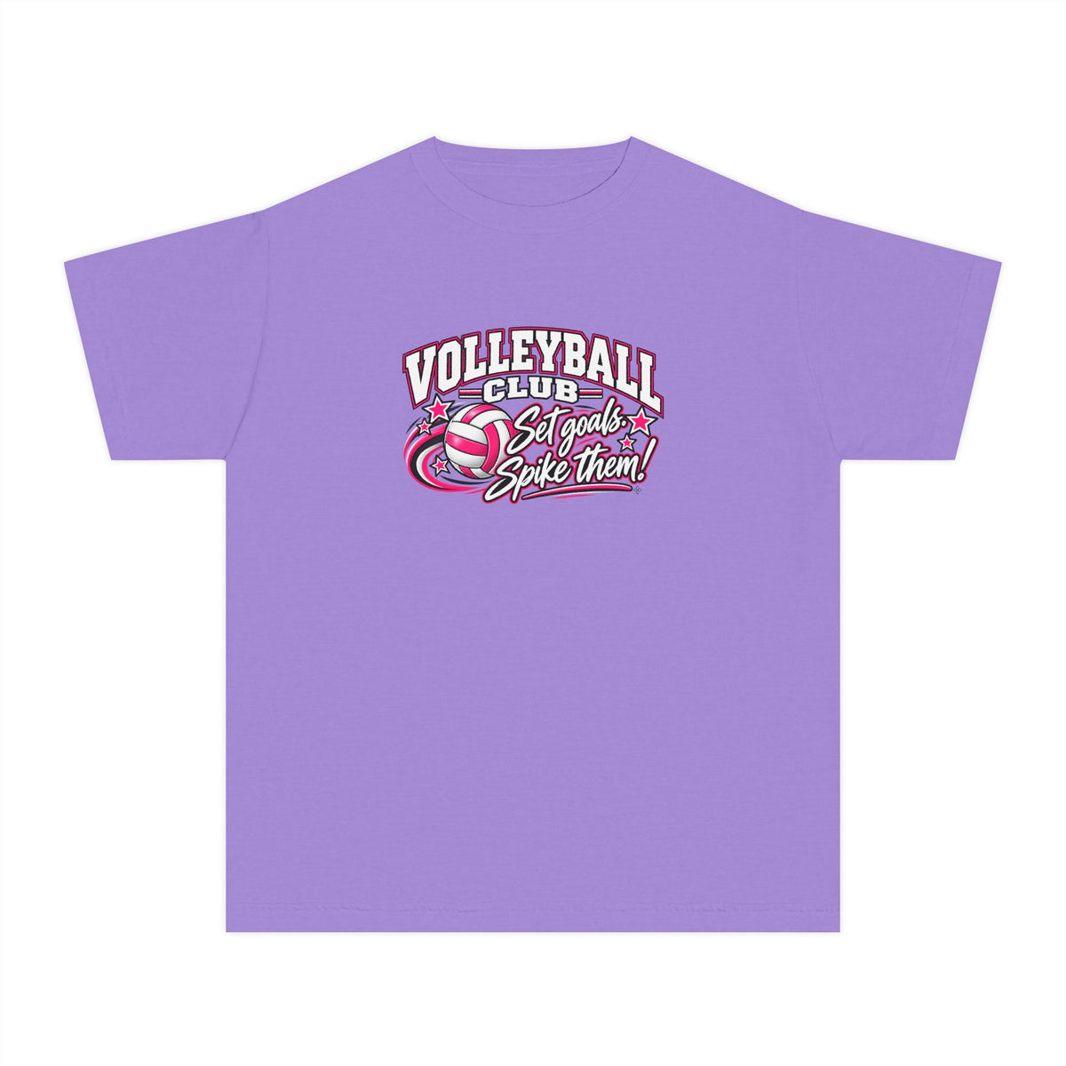 Volleyball Club Youth T-Shirt | Set Goals, Spike Them | Girls Volleyball Comfort Colors Youth Tee