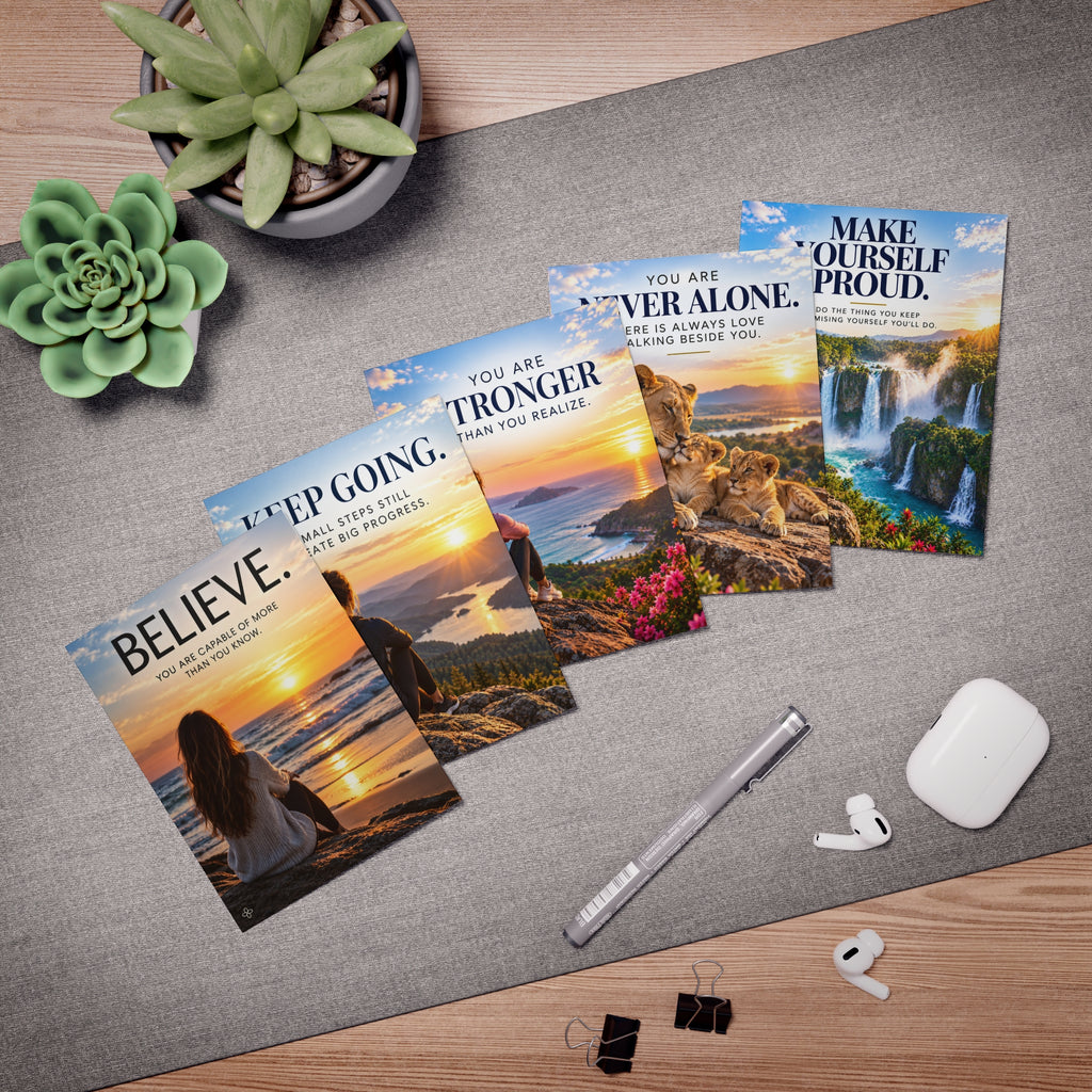 Inspirational & Encouragement Greeting Cards – Set of 5 with Envelopes, Inspirational Art Pack